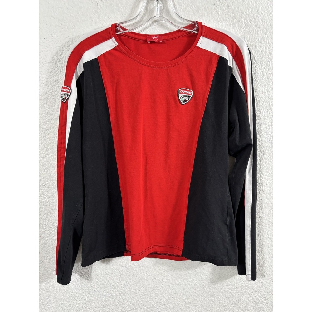 Ducati Corse Shirt Womens Small Red Black MotoGP Motorcycle Racing Long Sleeve‎